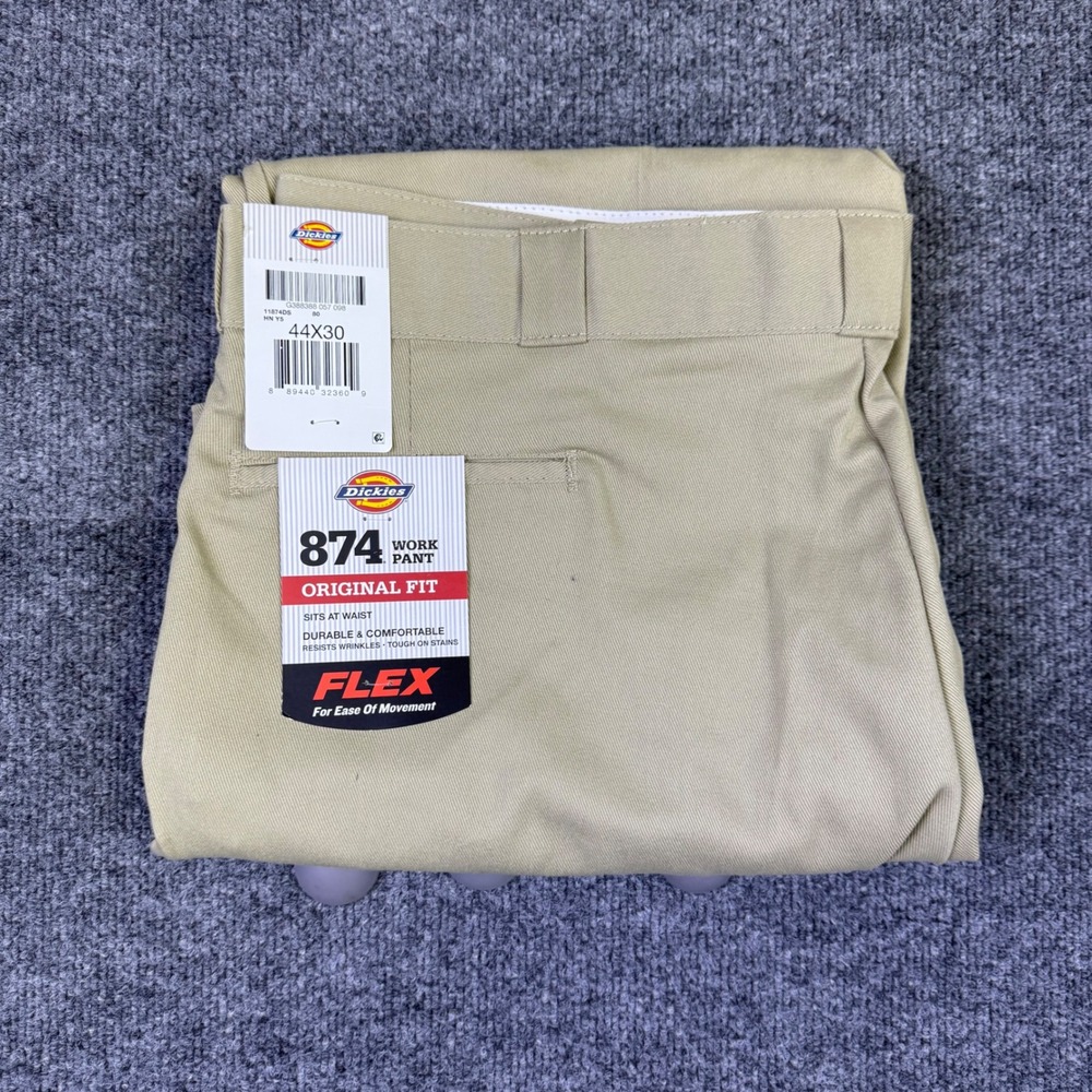 Dickies 874 Original Fit Flex Work Pants New Khaki Desert Sand 44x30 NWT